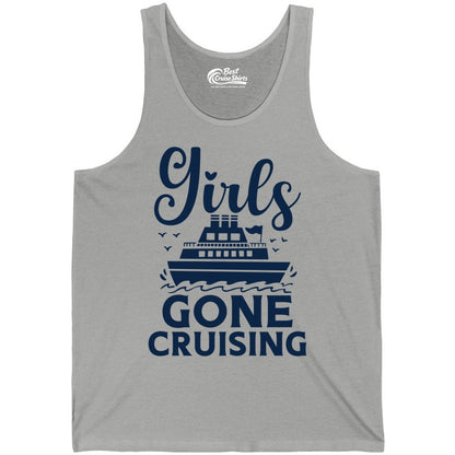 Girls Gone Cruising Shirt - Fun Cruise Squad Apparel for Girls Trips (Tank Top) in Athletic Heather - Girls Gone Cruising Nautical Party Group Cruise Shirt