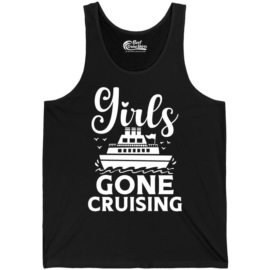 Girls Gone Cruising Shirt - Fun Cruise Squad Apparel for Girls Trips (Tank Top) in Black - Girls Gone Cruising Nautical Party Group Cruise Shirt