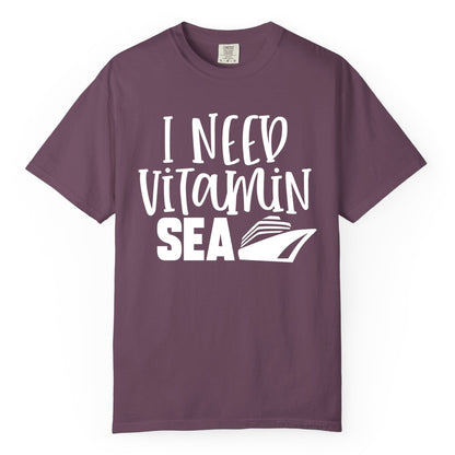 Vitamin Sea Cruise Shirt - Funny Cruise Vacation Apparel for Travelers (Comfort Color) in Berry - I Need Vitamin Sea Cruise Ship Funny Nautical Vacation Shirt