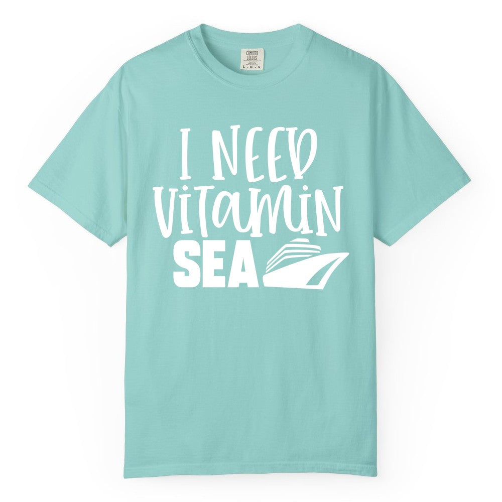 Vitamin Sea Cruise Shirt - Funny Cruise Vacation Apparel for Travelers (Comfort Color) in Chalky Mint - I Need Vitamin Sea Cruise Ship Funny Nautical Vacation Shirt