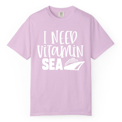 Vitamin Sea Cruise Shirt - Funny Cruise Vacation Apparel for Travelers (Comfort Color) in Orchid - I Need Vitamin Sea Cruise Ship Funny Nautical Vacation Shirt