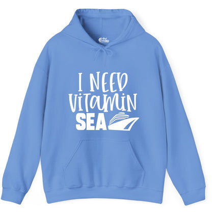 Vitamin Sea Cruise Shirt - Funny Cruise Vacation Apparel for Travelers (Hoodie) in Carolina Blue - I Need Vitamin Sea Cruise Ship Funny Nautical Vacation Shirt