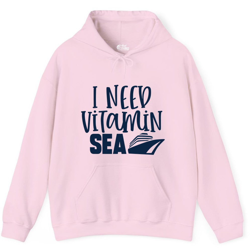 Vitamin Sea Cruise Shirt - Funny Cruise Vacation Apparel for Travelers (Hoodie) in Light Pink - I Need Vitamin Sea Cruise Ship Funny Nautical Vacation Shirt