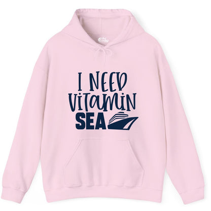 Vitamin Sea Cruise Shirt - Funny Cruise Vacation Apparel for Travelers (Hoodie) in Light Pink - I Need Vitamin Sea Cruise Ship Funny Nautical Vacation Shirt
