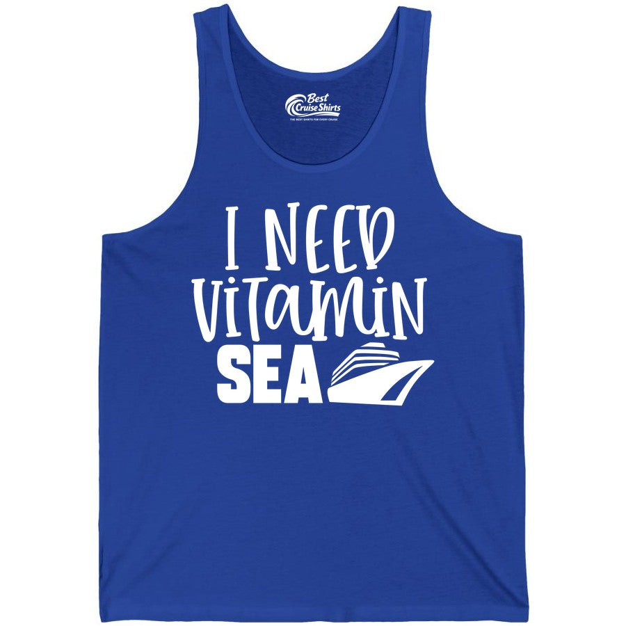 Vitamin Sea Cruise Shirt - Funny Cruise Vacation Apparel for Travelers (Tank Top) in True Royal - I Need Vitamin Sea Cruise Ship Funny Nautical Vacation Shirt