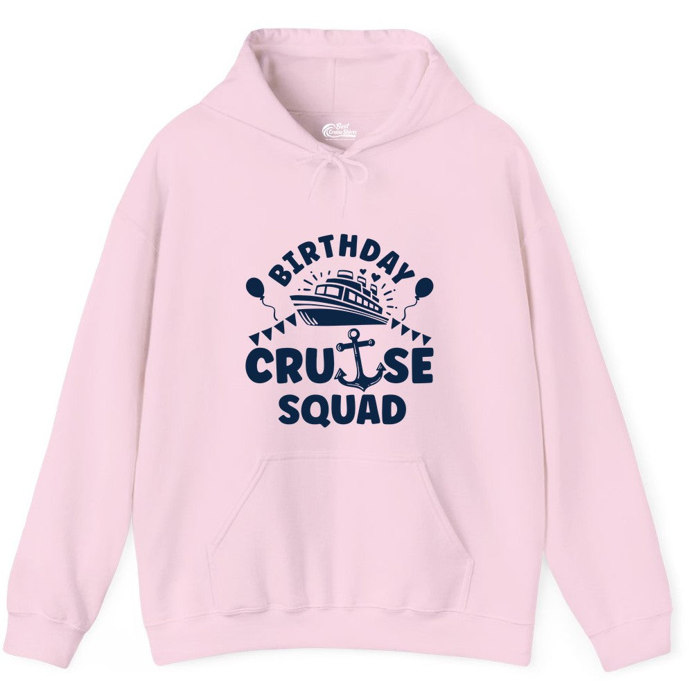 Birthday Cruise Squad Shirt - Fun Nautical Group Celebration Tee (Hoodie) in Light Pink - Birthday Cruise Squad Shirt - Nautical Party Celebration Tee Design