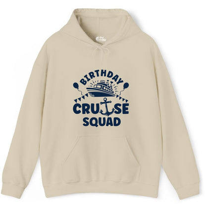 Birthday Cruise Squad Shirt - Fun Nautical Group Celebration Tee (Hoodie) in Sand - Birthday Cruise Squad Shirt - Nautical Party Celebration Tee Design
