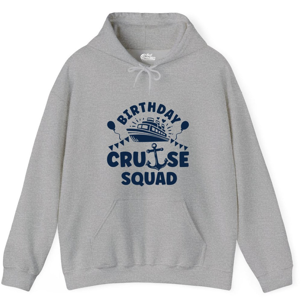 Birthday Cruise Squad Shirt - Fun Nautical Group Celebration Tee (Hoodie) in Sport Grey - Birthday Cruise Squad Shirt - Nautical Party Celebration Tee Design