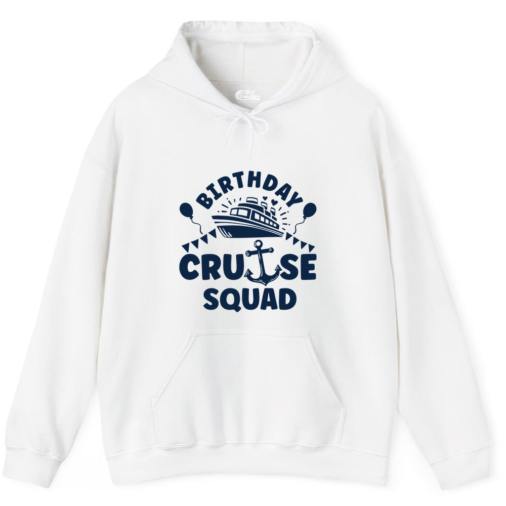 Birthday Cruise Squad Shirt - Fun Nautical Group Celebration Tee (Hoodie) in White - Birthday Cruise Squad Shirt - Nautical Party Celebration Tee Design