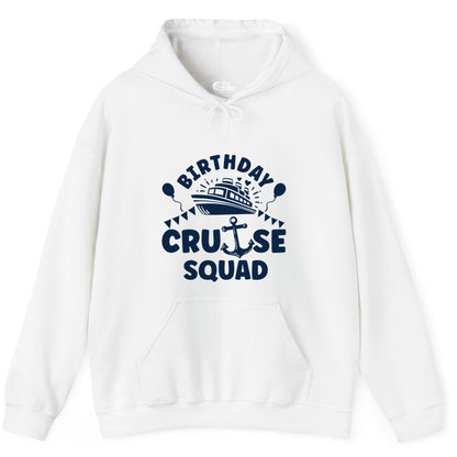 Birthday Cruise Squad Shirt - Fun Nautical Group Celebration Tee (Hoodie) in White - Birthday Cruise Squad Shirt - Nautical Party Celebration Tee Design