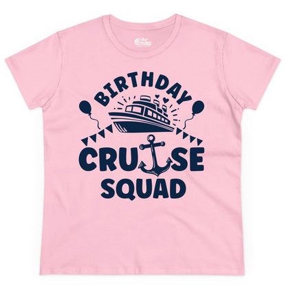 Birthday Cruise Squad Shirt - Fun Nautical Group Celebration Tee (Ladies Tee) in Light Pink - Birthday Cruise Squad Shirt - Nautical Party Celebration Tee Design