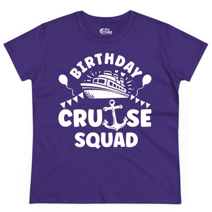 Birthday Cruise Squad Shirt - Fun Nautical Group Celebration Tee (Ladies Tee) in Purple - Birthday Cruise Squad Shirt - Nautical Party Celebration Tee Design