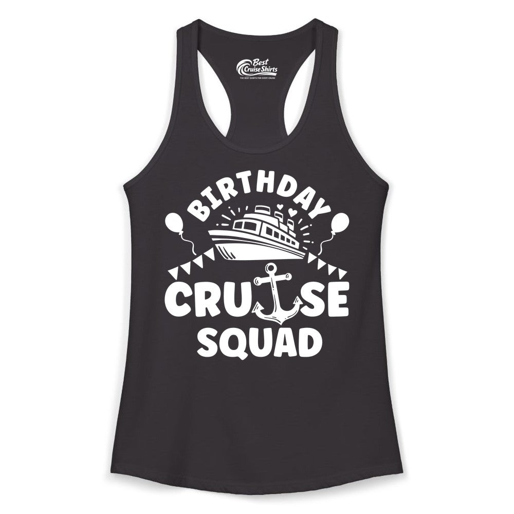 Birthday Cruise Squad Shirt - Fun Nautical Group Celebration Tee (Ladies Tank) in Black - Birthday Cruise Squad Shirt - Nautical Party Celebration Tee Design