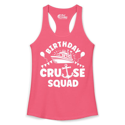 Birthday Cruise Squad Shirt - Fun Nautical Group Celebration Tee (Ladies Tank) in Hot Pink - Birthday Cruise Squad Shirt - Nautical Party Celebration Tee Design