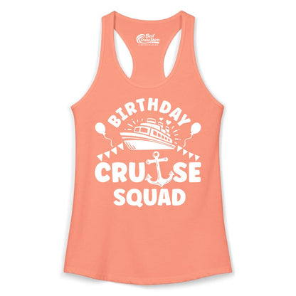 Birthday Cruise Squad Shirt - Fun Nautical Group Celebration Tee (Ladies Tank) in Solid Light Orange - Birthday Cruise Squad Shirt - Nautical Party Celebration Tee Design