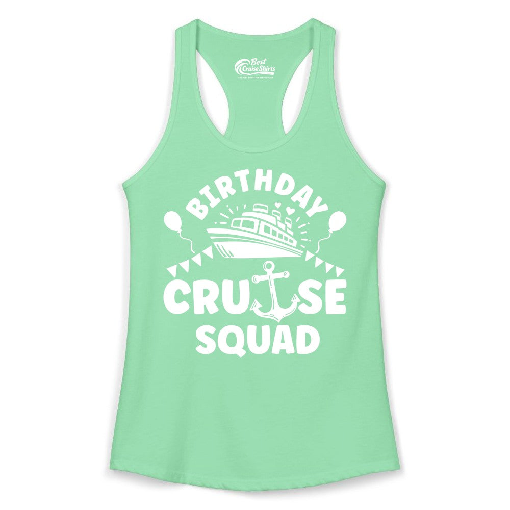 Birthday Cruise Squad Shirt - Fun Nautical Group Celebration Tee (Ladies Tank) in Solid Mint - Birthday Cruise Squad Shirt - Nautical Party Celebration Tee Design
