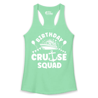 Birthday Cruise Squad Shirt - Fun Nautical Group Celebration Tee (Ladies Tank) in Solid Mint - Birthday Cruise Squad Shirt - Nautical Party Celebration Tee Design