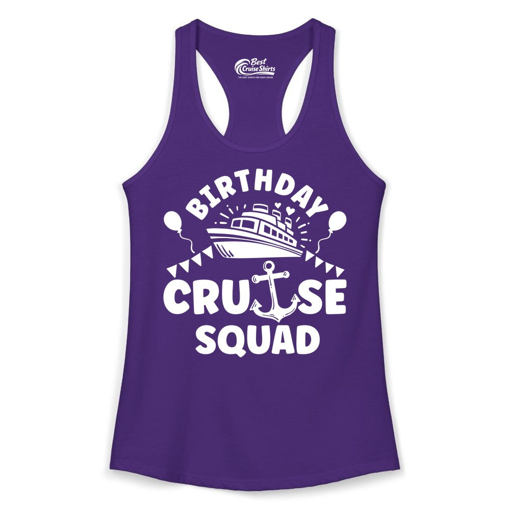Birthday Cruise Squad Shirt - Fun Nautical Group Celebration Tee (Ladies Tank) in Solid Purple Rush - Birthday Cruise Squad Shirt - Nautical Party Celebration Tee Design
