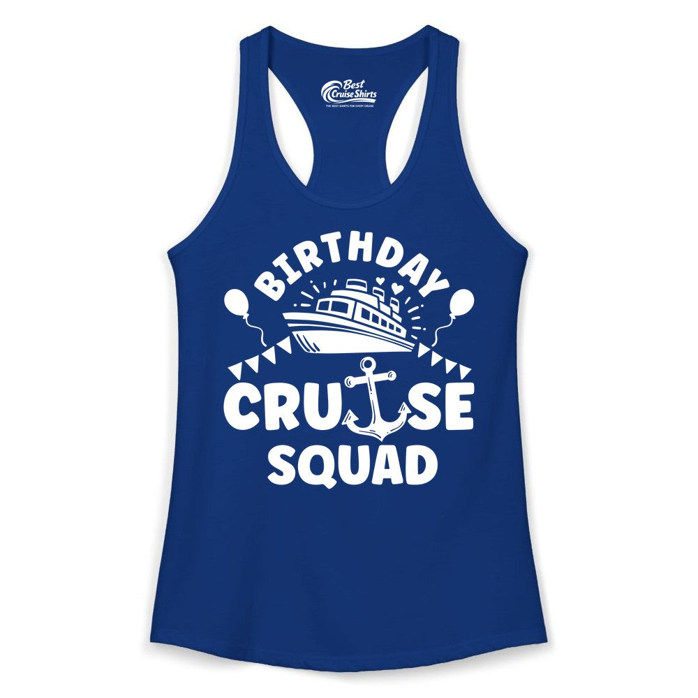 Birthday Cruise Squad Shirt - Fun Nautical Group Celebration Tee (Ladies Tank) in Solid Royal - Birthday Cruise Squad Shirt - Nautical Party Celebration Tee Design