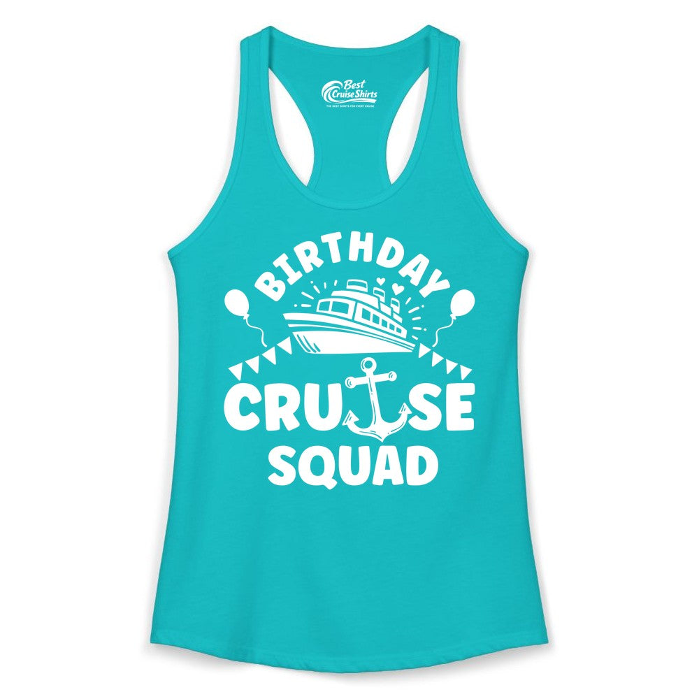 Birthday Cruise Squad Shirt - Fun Nautical Group Celebration Tee (Ladies Tank) in Tahiti Blue - Birthday Cruise Squad Shirt - Nautical Party Celebration Tee Design