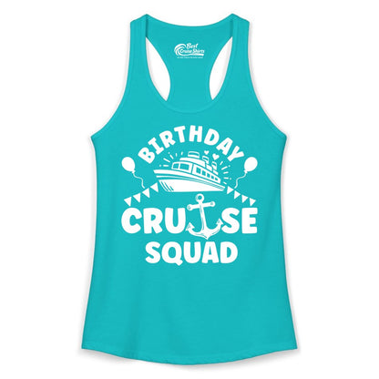 Birthday Cruise Squad Shirt - Fun Nautical Group Celebration Tee (Ladies Tank) in Tahiti Blue - Birthday Cruise Squad Shirt - Nautical Party Celebration Tee Design