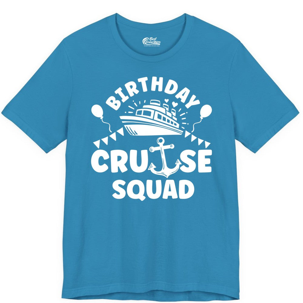Birthday Cruise Squad Shirt - Fun Nautical Group Celebration Tee (Premium Tee) in Aqua - Birthday Cruise Squad Shirt - Nautical Party Celebration Tee Design