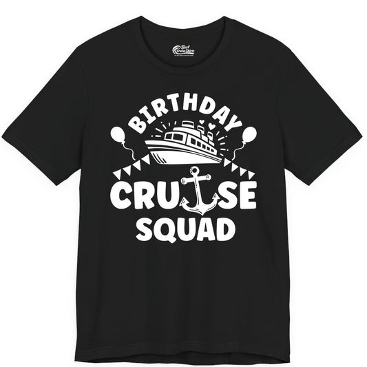Birthday Cruise Squad Shirt - Fun Nautical Group Celebration Tee (Premium Tee) in Black - Birthday Cruise Squad Shirt - Nautical Party Celebration Tee Design