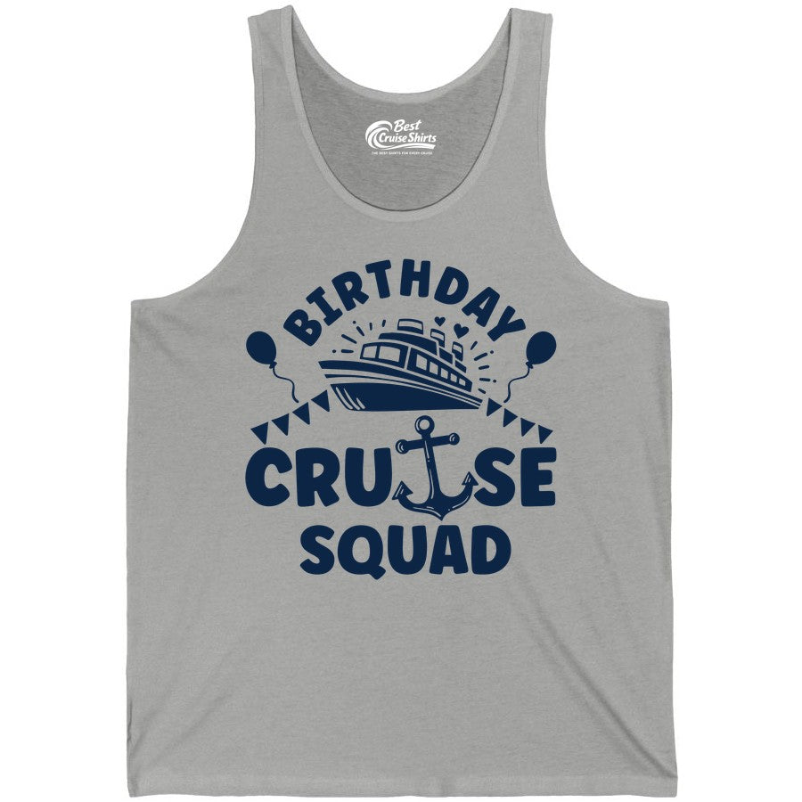 Birthday Cruise Squad Shirt - Fun Nautical Group Celebration Tee (Tank Top) in Athletic Heather - Birthday Cruise Squad Shirt - Nautical Party Celebration Tee Design
