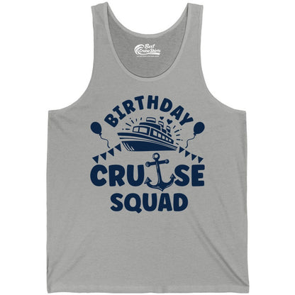 Birthday Cruise Squad Shirt - Fun Nautical Group Celebration Tee (Tank Top) in Athletic Heather - Birthday Cruise Squad Shirt - Nautical Party Celebration Tee Design