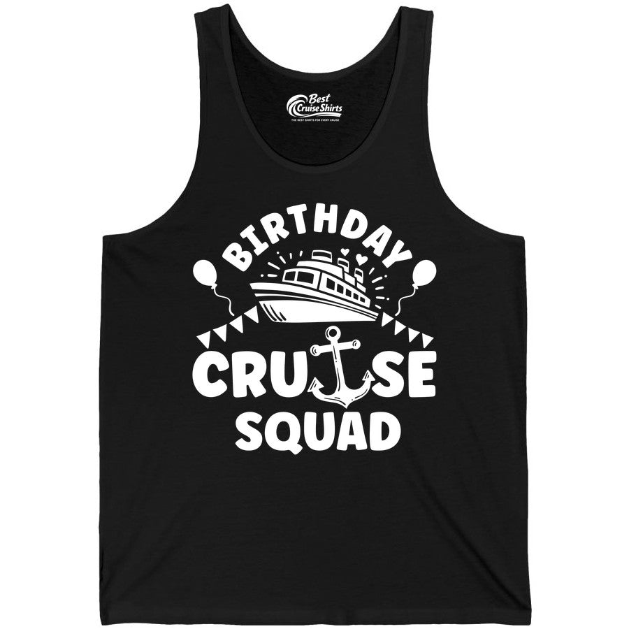 Birthday Cruise Squad Shirt - Fun Nautical Group Celebration Tee (Tank Top) in Black - Birthday Cruise Squad Shirt - Nautical Party Celebration Tee Design