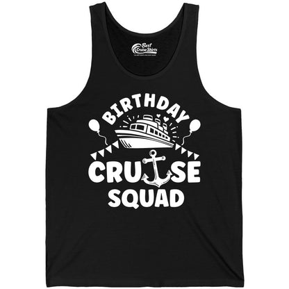 Birthday Cruise Squad Shirt - Fun Nautical Group Celebration Tee (Tank Top) in Black - Birthday Cruise Squad Shirt - Nautical Party Celebration Tee Design