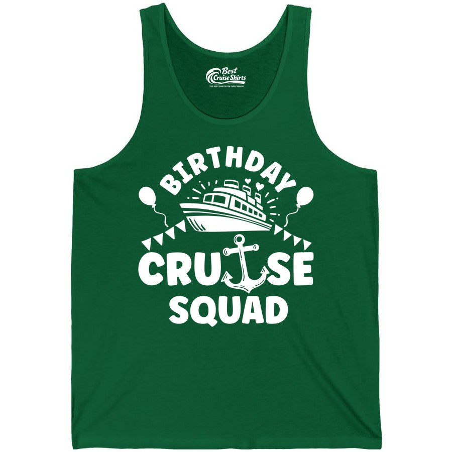 Birthday Cruise Squad Shirt - Fun Nautical Group Celebration Tee (Tank Top) in Kelly - Birthday Cruise Squad Shirt - Nautical Party Celebration Tee Design