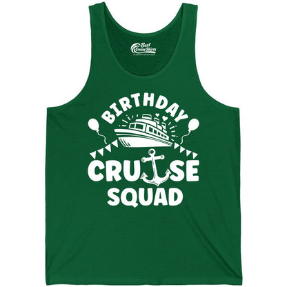 Birthday Cruise Squad Shirt - Fun Nautical Group Celebration Tee (Tank Top) in Kelly - Birthday Cruise Squad Shirt - Nautical Party Celebration Tee Design