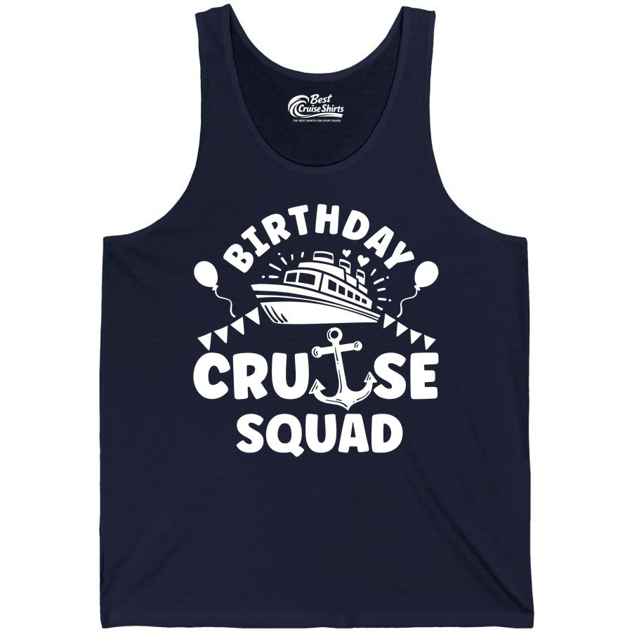 Birthday Cruise Squad Shirt - Fun Nautical Group Celebration Tee (Tank Top) in Navy - Birthday Cruise Squad Shirt - Nautical Party Celebration Tee Design