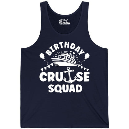 Birthday Cruise Squad Shirt - Fun Nautical Group Celebration Tee (Tank Top) in Navy - Birthday Cruise Squad Shirt - Nautical Party Celebration Tee Design