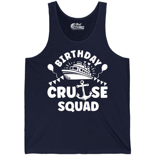 Birthday Cruise Squad Shirt - Fun Nautical Group Celebration Tee (Tank Top) in Navy - Birthday Cruise Squad Shirt - Nautical Party Celebration Tee Design
