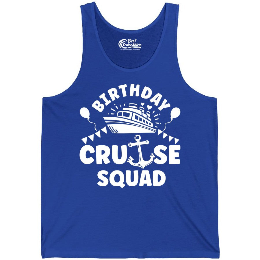 Birthday Cruise Squad Shirt - Fun Nautical Group Celebration Tee (Tank Top) in True Royal - Birthday Cruise Squad Shirt - Nautical Party Celebration Tee Design