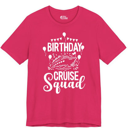 Birthday Cruise Shirt for Groups - Fun Cruise Squad Celebration Tee (Premium Tee) in Fuchsia - Birthday Cruise Squad Shirt - Fun Balloons and Banner Group Design