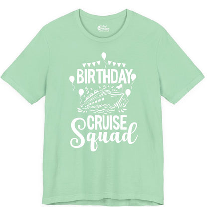 Birthday Cruise Shirt for Groups - Fun Cruise Squad Celebration Tee (Premium Tee) in Mint - Birthday Cruise Squad Shirt - Fun Balloons and Banner Group Design