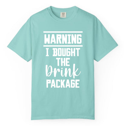Cruise Drink Package Shirt - Funny Cruise Drinking Warning Tee (Comfort Color) in Chalky Mint - Warning I Bought The Drink Package Funny Cruise Shirt Bold Script