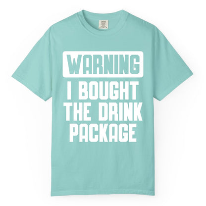 Cruise Drink Package Shirt - Funny Cruise Warning Tee for Adults (Comfort Color) in Chalky Mint - Warning I Bought The Drink Package Funny Cruise Shirt Bold Design