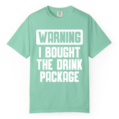 Cruise Drink Package Shirt - Funny Cruise Warning Tee for Adults (Comfort Color) in Island Reef - Warning I Bought The Drink Package Funny Cruise Shirt Bold Design