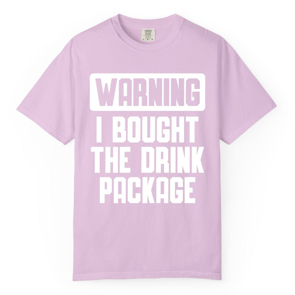 Cruise Drink Package Shirt - Funny Cruise Warning Tee for Adults (Comfort Color) in Orchid - Warning I Bought The Drink Package Funny Cruise Shirt Bold Design