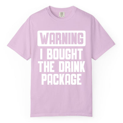 Cruise Drink Package Shirt - Funny Cruise Warning Tee for Adults (Comfort Color) in Orchid - Warning I Bought The Drink Package Funny Cruise Shirt Bold Design