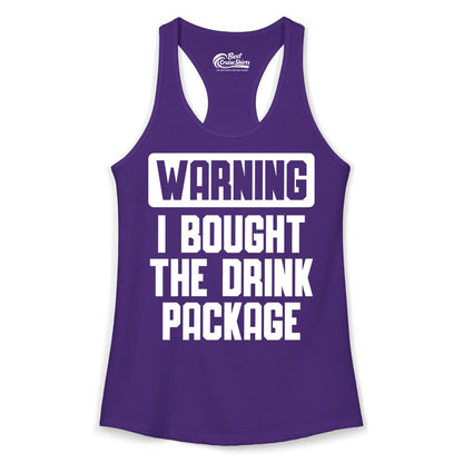 Cruise Drink Package Shirt - Funny Cruise Warning Tee for Adults (Ladies Tank) in Solid Purple Rush - Warning I Bought The Drink Package Funny Cruise Shirt Bold Design