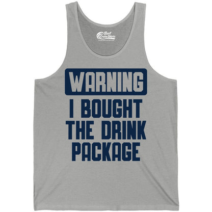 Cruise Drink Package Shirt - Funny Cruise Warning Tee for Adults (Tank Top) in Athletic Heather - Warning I Bought The Drink Package Funny Cruise Shirt Bold Design