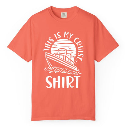 This Is My Cruise Shirt - Funny Cruise Ship Shirt for Vacation (Comfort Color) in Bright Salmon - This Is My Cruise Shirt - Funny Cruise Ship Sun Ocean T-Shirt Design