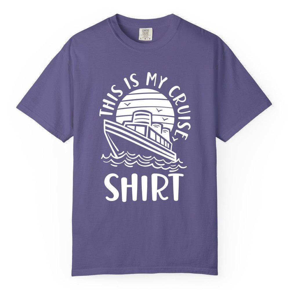 This Is My Cruise Shirt - Funny Cruise Ship Shirt for Vacation (Comfort Color) in Grape - This Is My Cruise Shirt - Funny Cruise Ship Sun Ocean T-Shirt Design