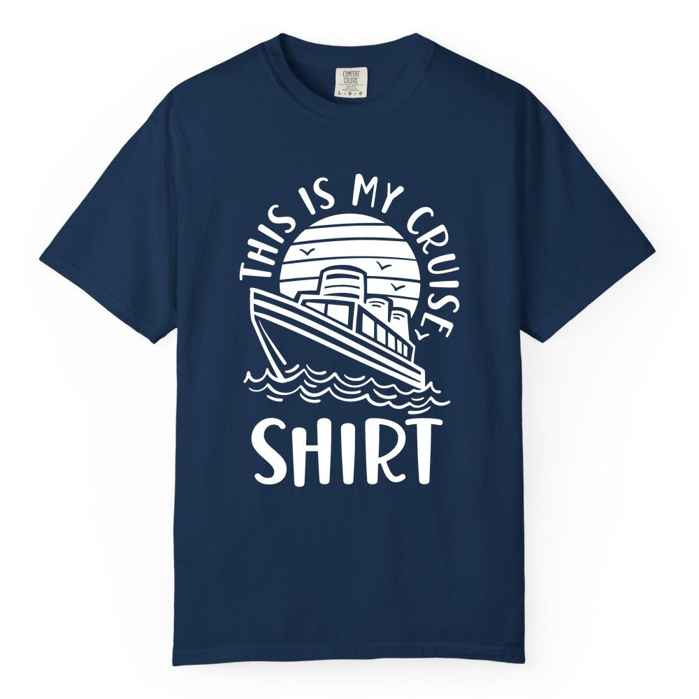 This Is My Cruise Shirt - Funny Cruise Ship Shirt for Vacation (Comfort Color) in Navy - This Is My Cruise Shirt - Funny Cruise Ship Sun Ocean T-Shirt Design