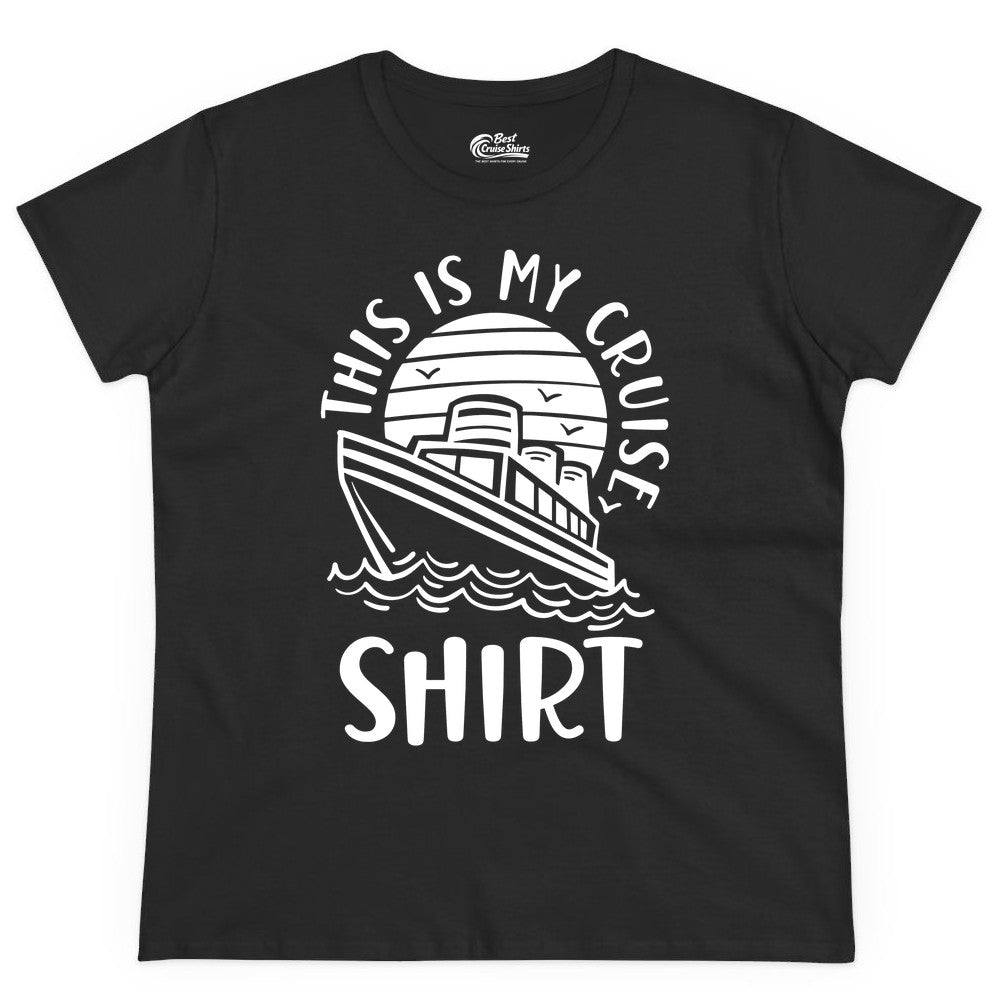 This Is My Cruise Shirt - Funny Cruise Ship Shirt for Vacation (Ladies Tee) in Black - This Is My Cruise Shirt - Funny Cruise Ship Sun Ocean T-Shirt Design